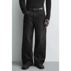 Zara Baggy Fit jeans, W/ mid-waist, Washed Black NEW WITH TAGS Sz34